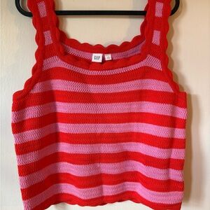 GAP Vibrant Knit Top with Red and Pink Stripes